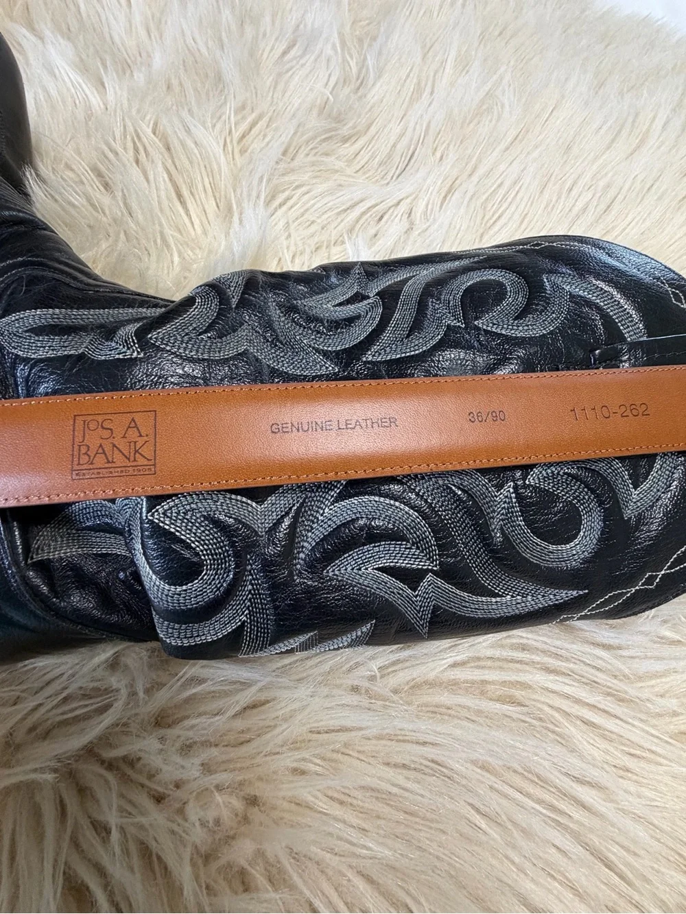 Jos A Bank Brown Genuine Leather Belt Size 36 Classic Dress Belt